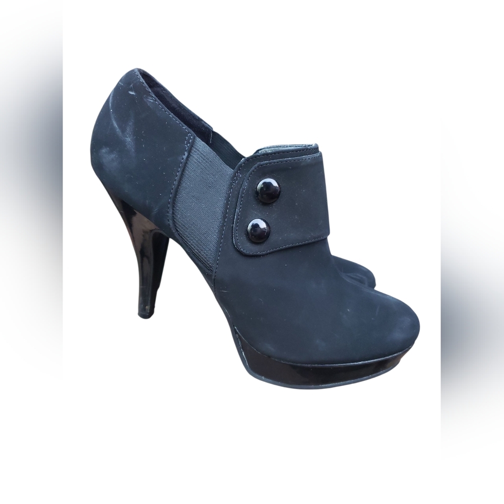 Unlisted Black Button-Accent Heels